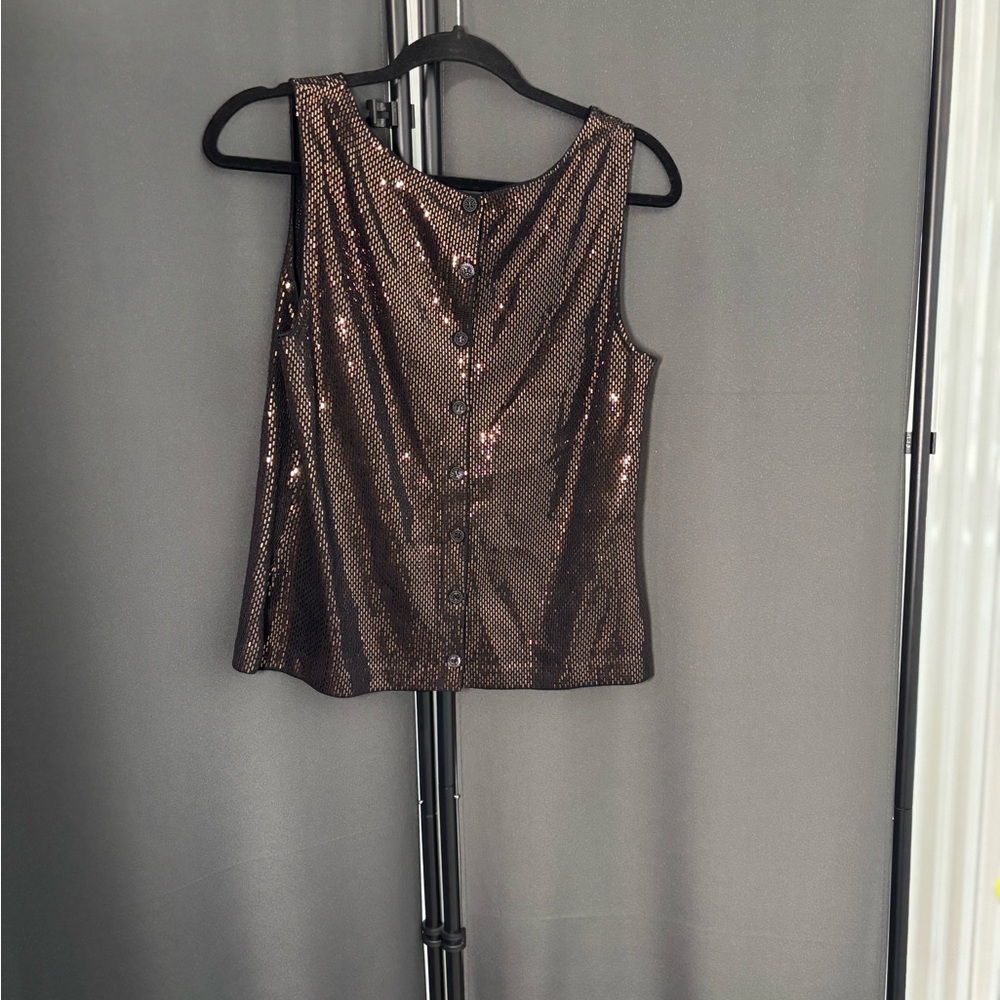 St. John Bronze Sequin Sleeveless Top - Size M - Picture 7 of 15
